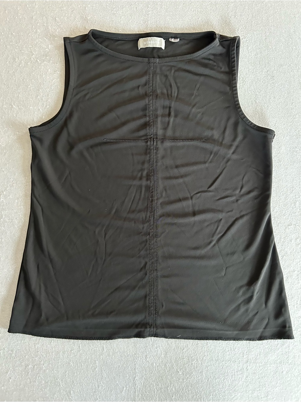 Liz Claiborne Womens Black Sleeveless Tank Blouse Top - M/L Polyester